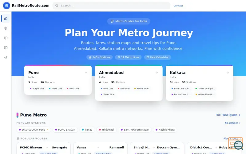 Screenshot of RailMetroRoute.com