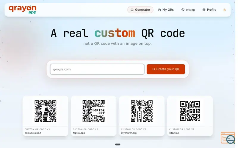 Screenshot of Qrayon, a launch using InMotion Hosting DNS