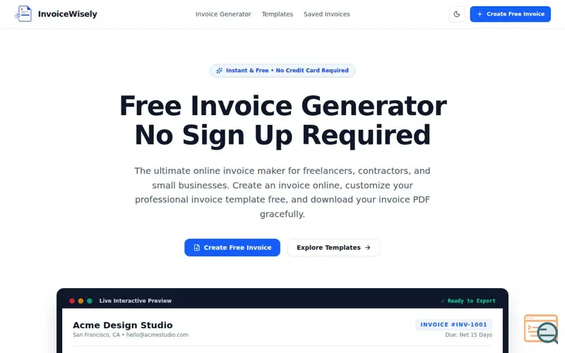 Screenshot of InvoiceCraft - Free Online PDF Invoice & Document Generator