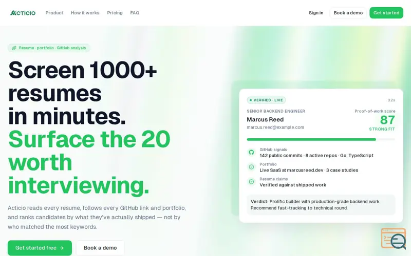 Screenshot of Acticio