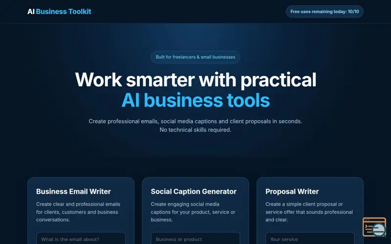 Screenshot of AI Business Toolkit