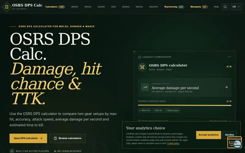 Screenshot of OSRS DPS Calc