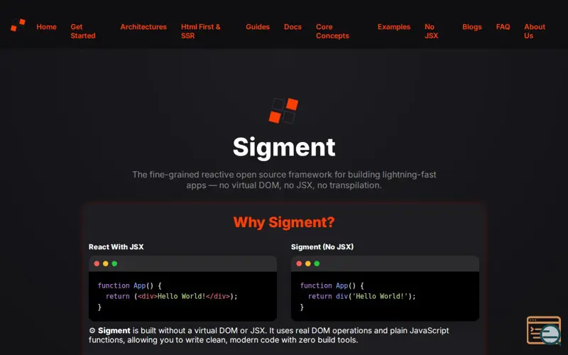Screenshot of Sigment