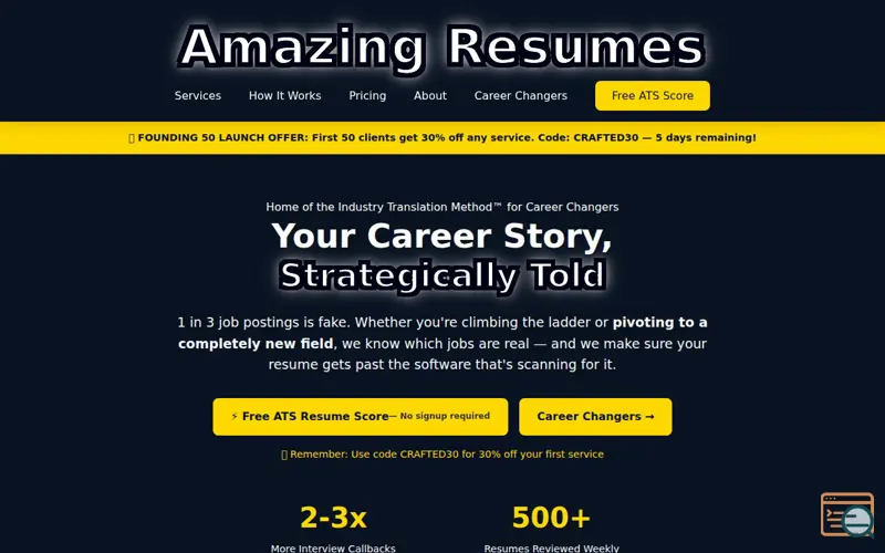 Screenshot of Amazing Resumes — Your Career Story, Strategically Told