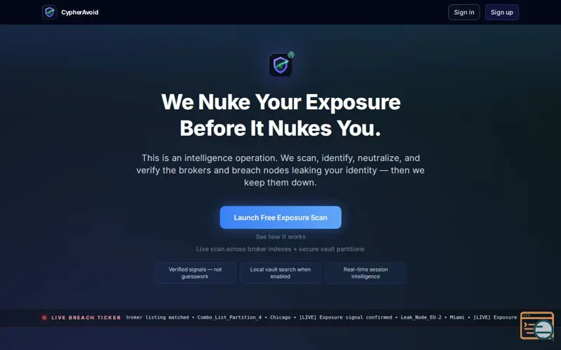 Screenshot of CypherAvoid