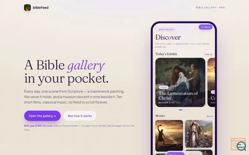 Screenshot of biblefeed