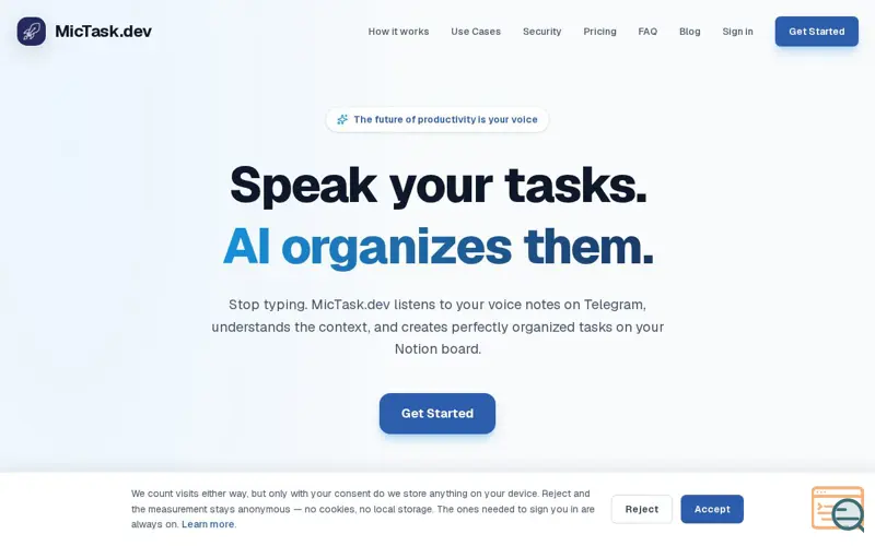 Screenshot of MicTask — Speak your tasks, let AI organize them