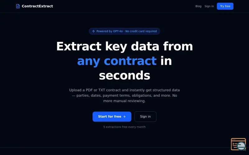 Screenshot of ContractExtract