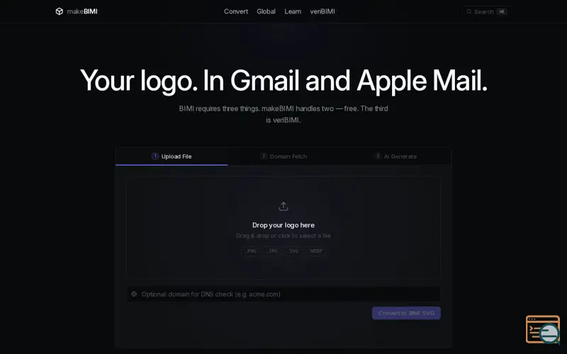 Screenshot of makeBIMI