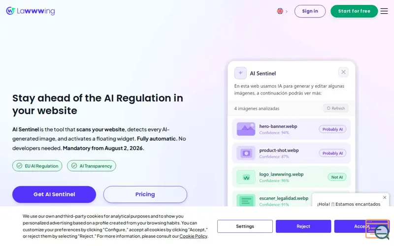 Screenshot of AI Sentinel · AI Act for ecommerce
