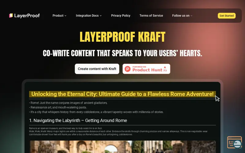 Screenshot of LayerProof Kraft 
