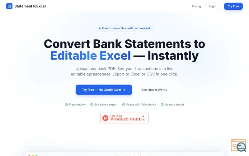 Screenshot of StatementToExcel