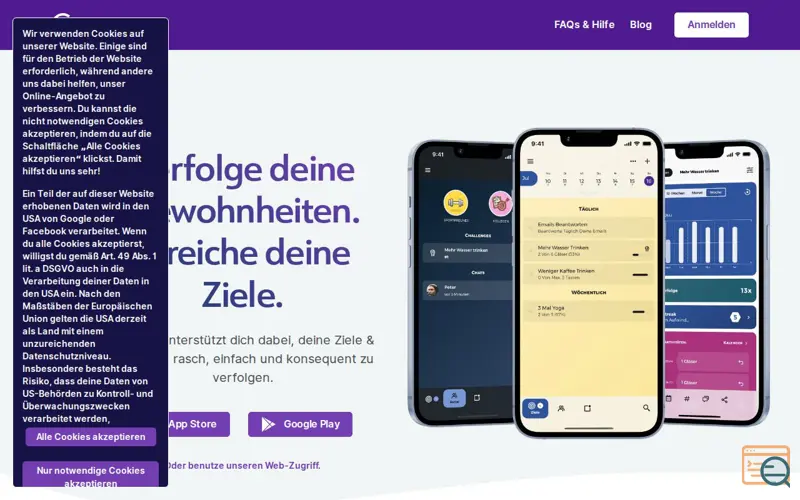 Screenshot of Goalify