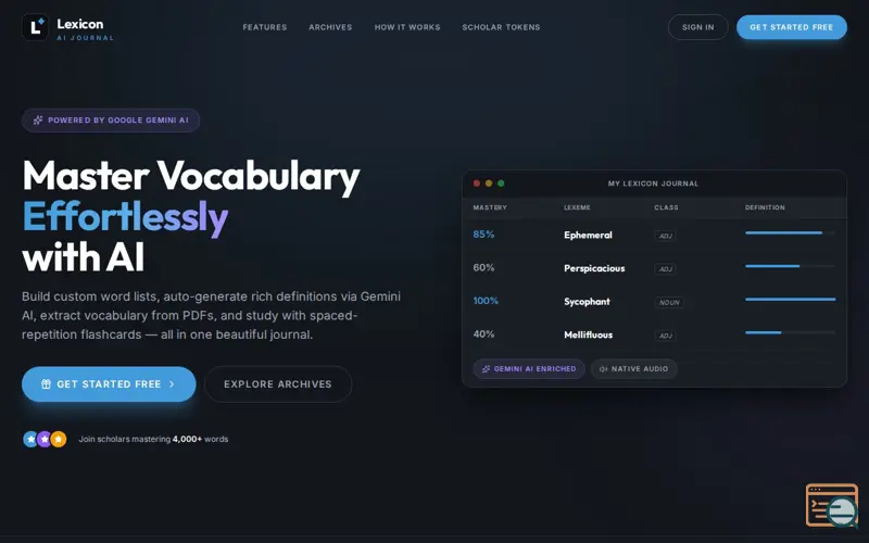 Screenshot of Lexicon AI