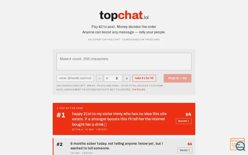 Screenshot of TopChat