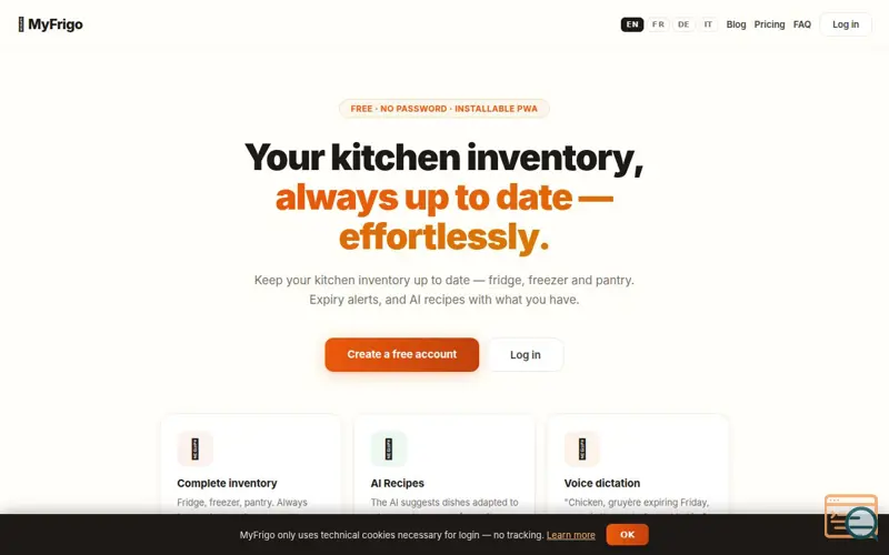 Screenshot of MyFrigo