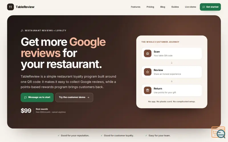 Screenshot of TableReview