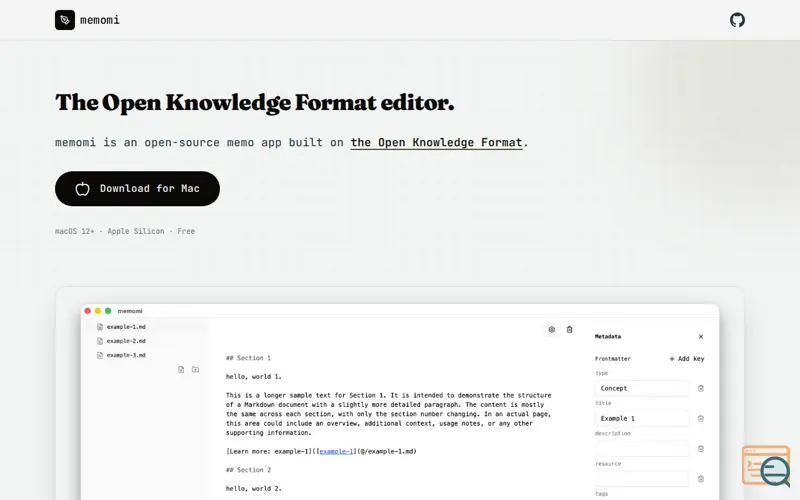 Screenshot of memomi
