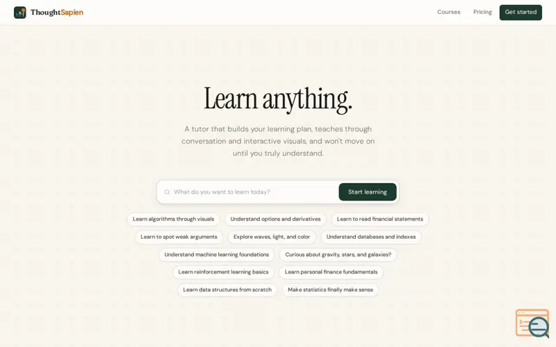Screenshot of ThoughtSapien