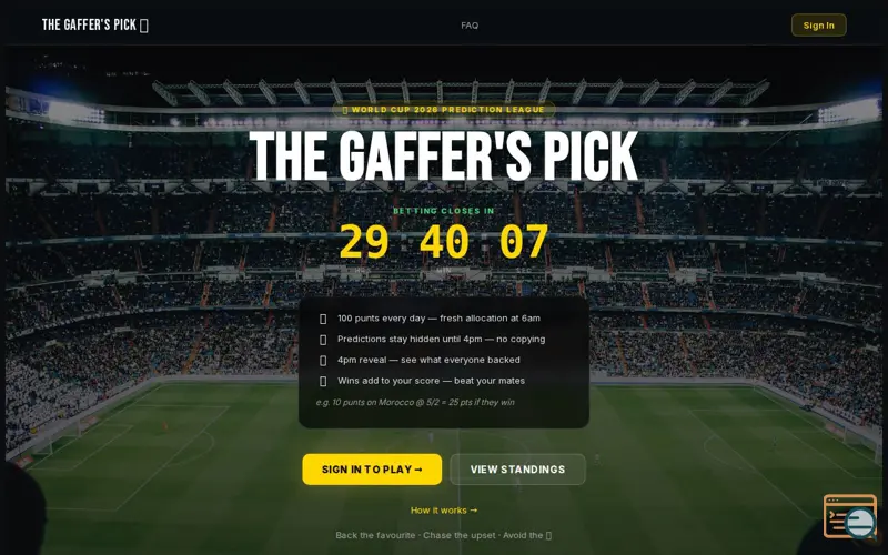 Screenshot of The Gaffer's Pick