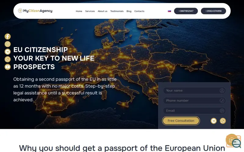 Screenshot of MyCitizenAgency, a launch using JivoSite