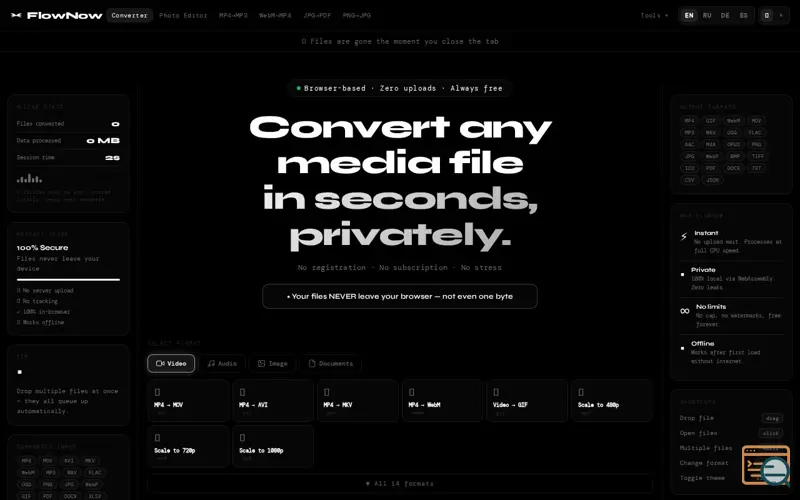 Screenshot of FlowNow
