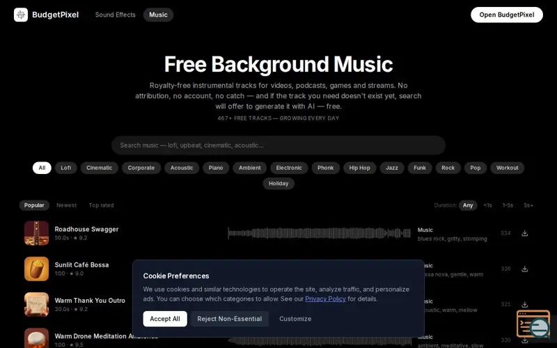 Screenshot of Background music free download