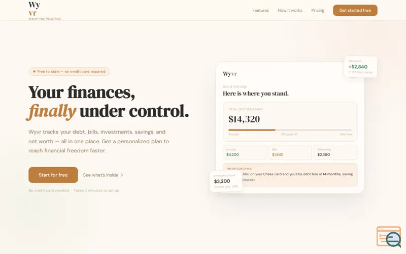 Screenshot of Wyvr — Watch Your Value Rise