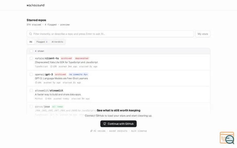 Screenshot of Workaround