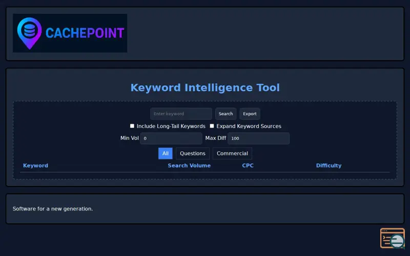 Screenshot of Pro Keyword Tool