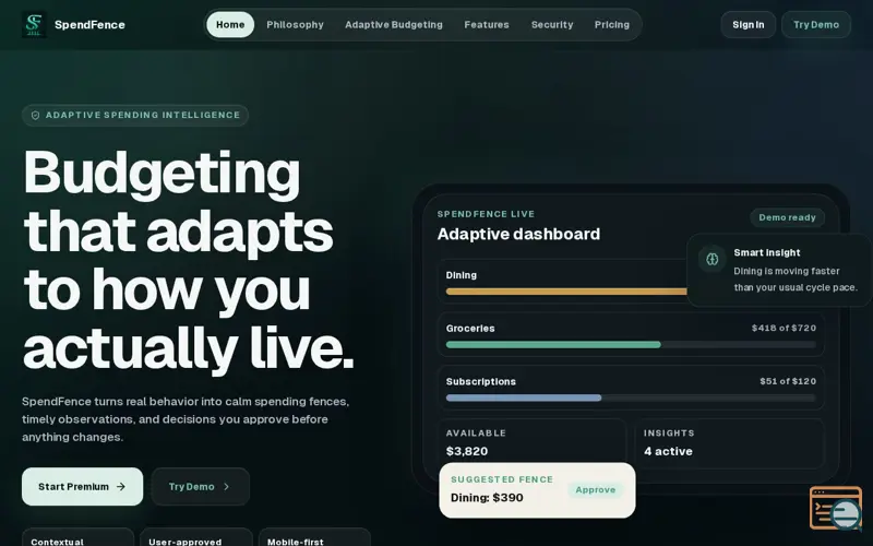 Screenshot of SpendFence