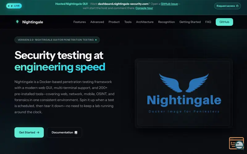 Screenshot of Nightingale: Docker for Pentesters
