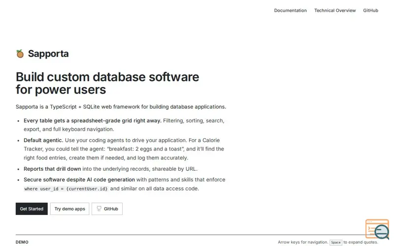 Screenshot of Sapporta