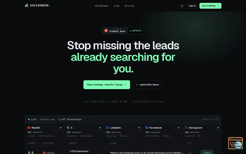 Screenshot of Socialmine