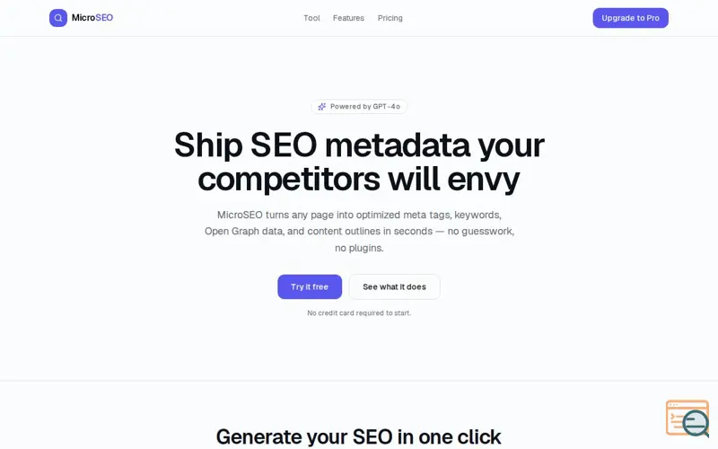 Screenshot of MicroSEO