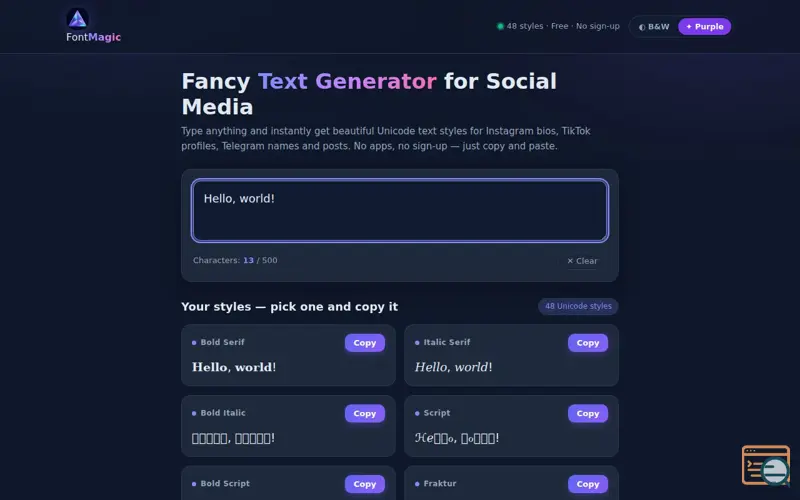 Screenshot of FontMagic