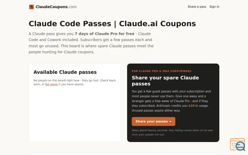 Screenshot of Claudecoupons