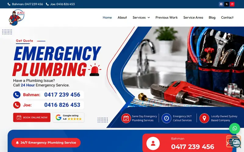 Screenshot of Complete Guide: Local Plumber in Epping, a launch using Sticky Header Effects for Elementor