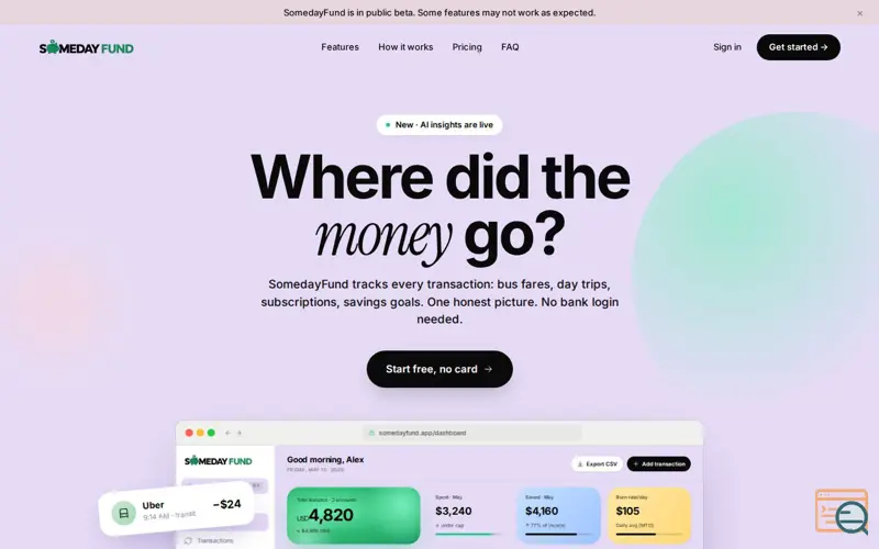 Screenshot of SomedayFund