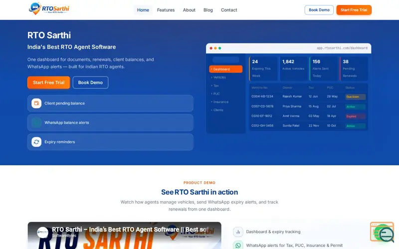 Screenshot of RTO Sarthi