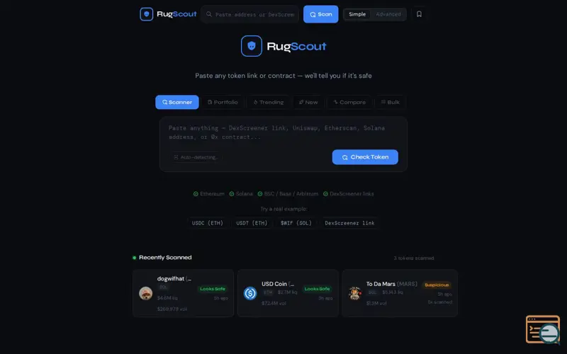 Screenshot of RugScout