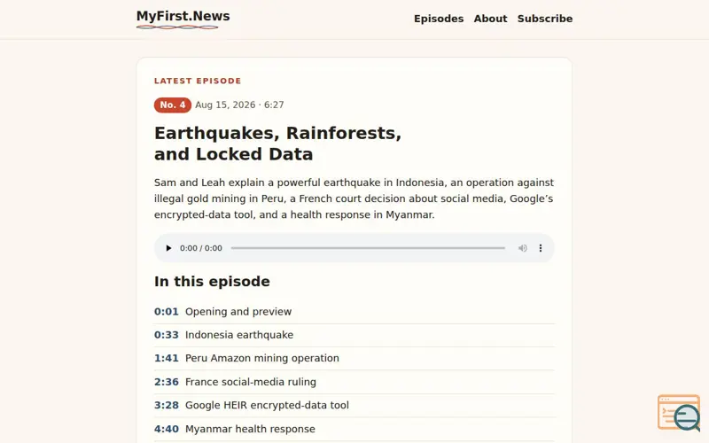 Screenshot of MyFirst.News