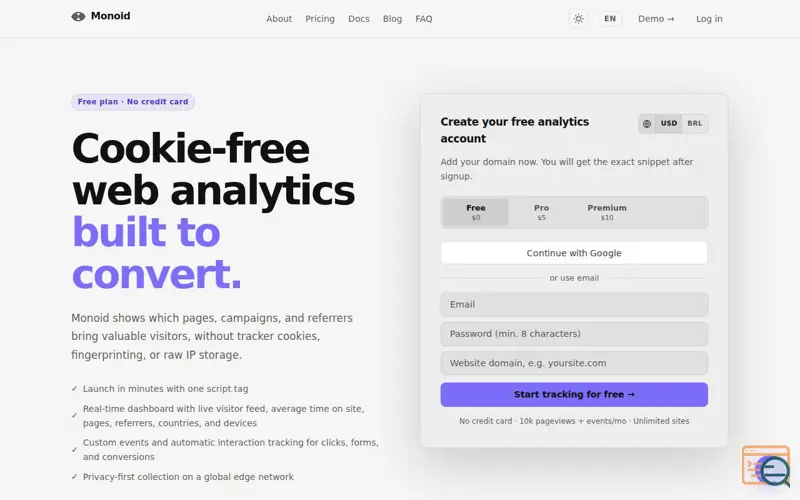 Screenshot of Monoid — Privacy-first Web Analytics
