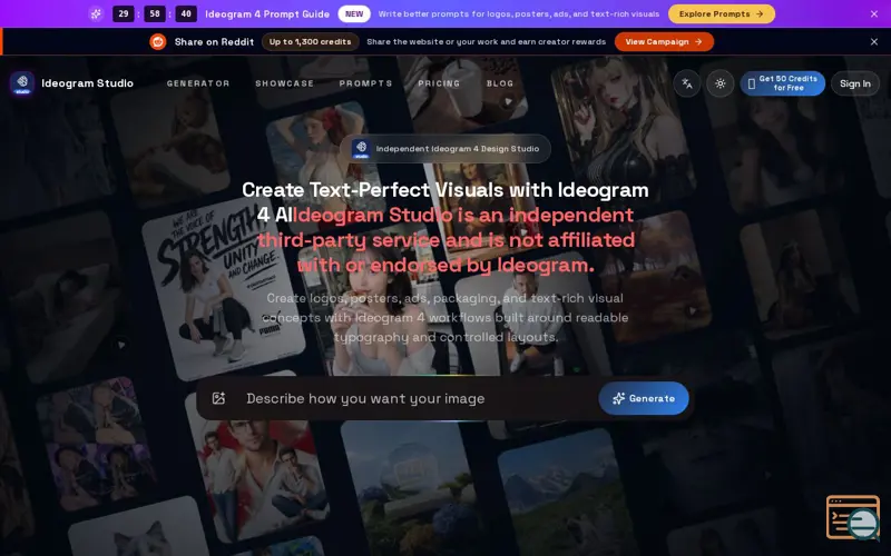 Screenshot of Ideogram Studio, a launch using IdeaKiln
