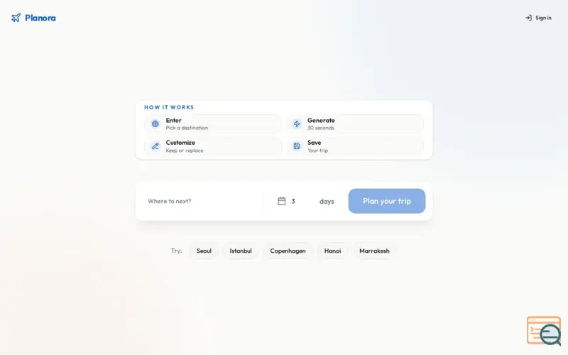 Screenshot of Planora