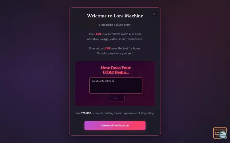 Screenshot of Lore Machine