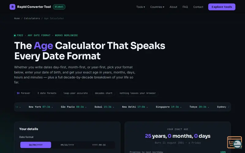 Screenshot of Global Age Calculator