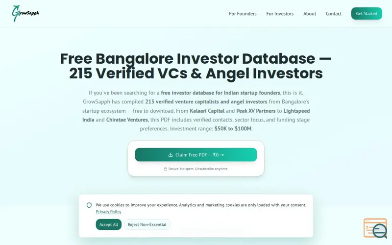 Screenshot of Investors Database