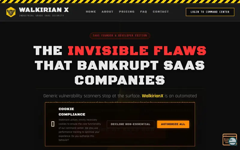 Screenshot of Walkirian X — Advanced SaaS Security