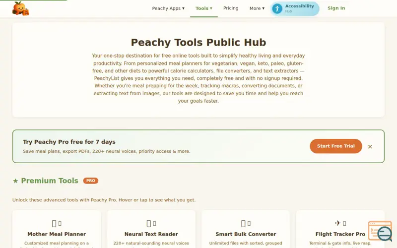 Screenshot of PeachyList 